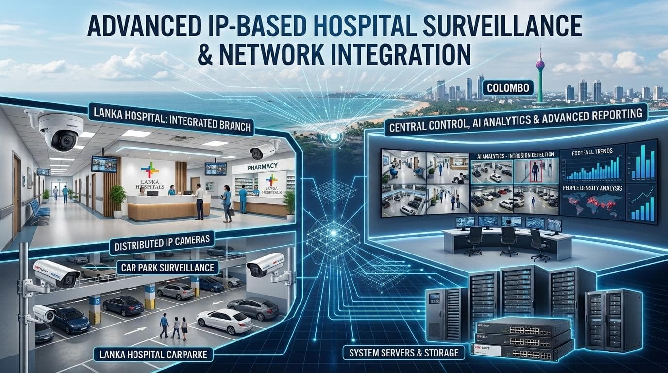 IP-based surveillance and central control room integration for Lanka Hospital