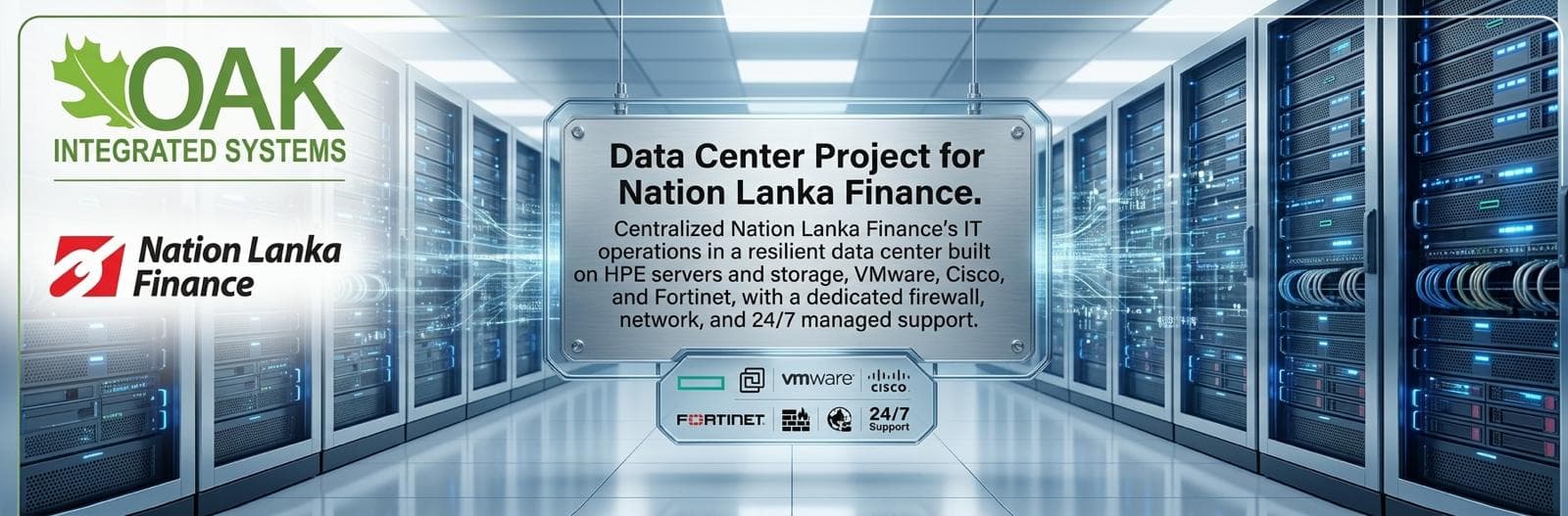 Data center racks built for Nation Lanka Finance on HPE, VMware, Cisco, and Fortinet