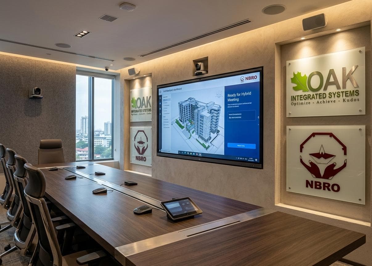 Hybrid audio-visual and video conferencing room fitted out for NBRO